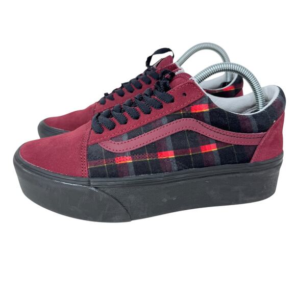 Vans Old Skool Stackform Sneakers Unisex Size M7.5/W9.0 Red Plaid Lace Up 721356 - Picture 2 of 11